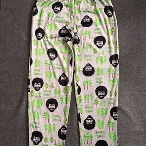 Men’s Bob Ross pajama bottom pant large gray happy tree